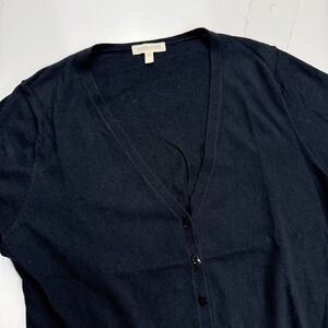 EILEEN FISHER Black Cashmere Blend Cap Sleeve‎ Cardigan Sweater Women's Size M